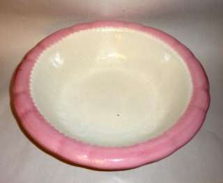 ANTIQUE ENGLAND   STONEWARE large Bowl 15 PINK WASH BASIN  