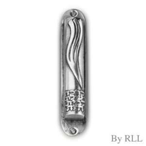  Shin with Blessing Pewter Mezuzah 