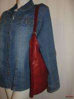 BFS11~IL BISONTE WANNY DI FILIPPO Red Leather Shoulder Bag Purse 