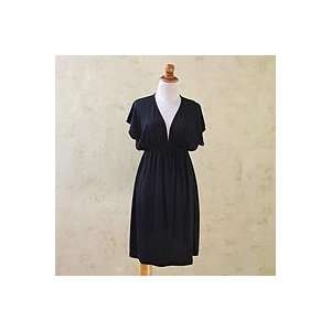  NOVICA Rayon dress, Black Denpassar Chic