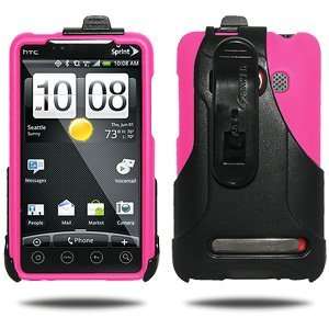  Amzer Rubberized Snap Case Swivel Holster Combo Hot Pink For Htc Evo 