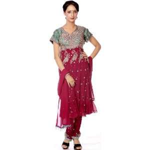  Purple Anarkali Suit with Heavy Beadwork on Kameez 