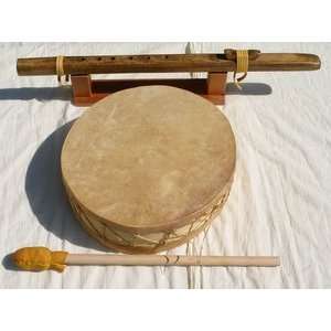  10 Double sided Goat Skin Drum with FREE Beater and Flute 