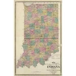   New sectional and township map of Indiana, 1876 Arts, Crafts & Sewing