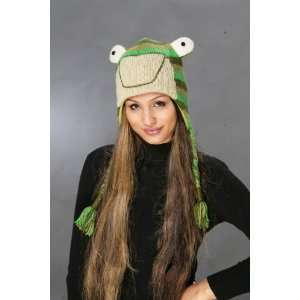  Striped Frog Pom Pom Knit Hat Toys & Games