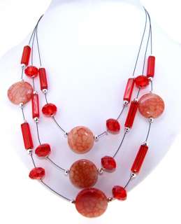 Micolor Agate Crystal Beads Gemstone Necklace Earring  