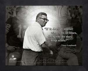 Vince Lombardi Green Bay Packers 8x10 Black Wood Framed Pro Quotes 