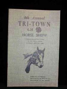 VERNON, CT. Catalog for Tri Town 4 H Horse Show c1963  