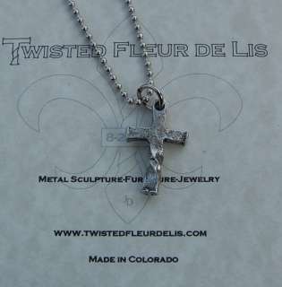 Twisted cross necklace pendant, cast pewter, NOLA,  