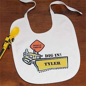  Personalized Baby Bibs   Construction Worker Baby