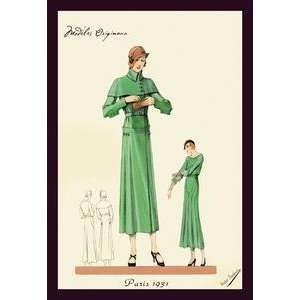  Vintage Art Emerald Dress and Overcoat   13308 2