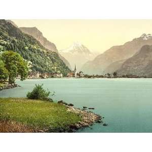 Vintage Travel Poster   Fluelen general view Lake Lucerne Switzerland 