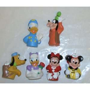 Lot of 6 Disney Finger Puppets Vintage w/ Mickey Mouse Goofy Pluto 