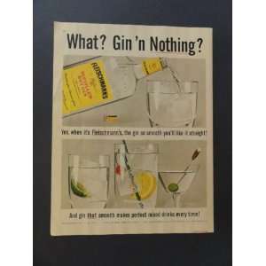 Fleischmanns Gin, print advertisement 1956 Colliers(pouring gin in 