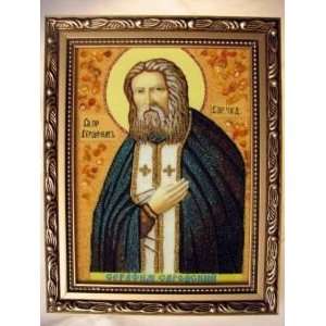  SERAPHIM OF SAROV Orthodox Icon Made Of Genuine AMBER (8 