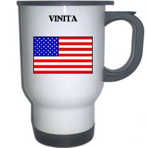  US Flag   Vinita, Oklahoma (OK) White Stainless Steel Mug 