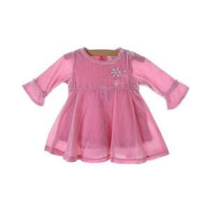 Le Top *Velvet Angel* Pink Velveteen Empire Dress w/ Floral Embroidery