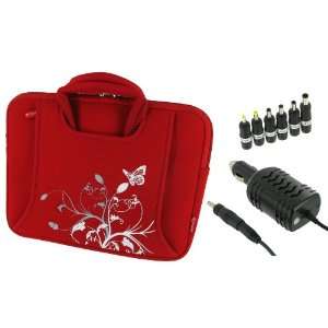  Neoprene Netbook Sleeve Case with 12v Car Charger for MSI Wind U130 