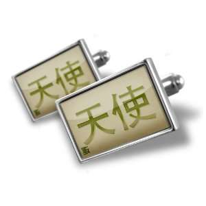 Cufflinks Angels Chinese characters, lettergreen bamboo   Hand Made 