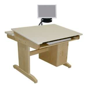  CAD Drawing Table with Locking CPU Cabinet and Keyboard 