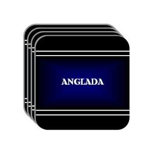 Personal Name Gift   ANGLADA Set of 4 Mini Mousepad Coasters (black 