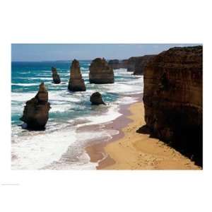 High angle view of rocks on the beach, Twelve Apostles, Port Campbell 