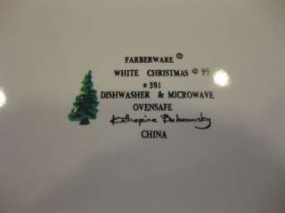 FARBERWARE CHINA WHITE CHRISTMAS PATTERN DINNER PLATES  