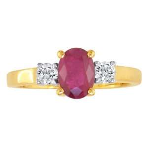  14K Yellow Gold Burmese Ruby and Diamond Ring Jewelry