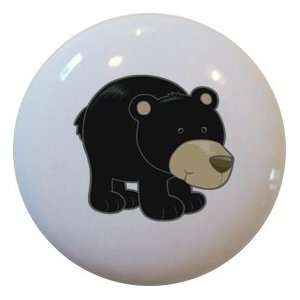  Black Bear Cub Ceramic Cabinet Drawer Pull Knob 