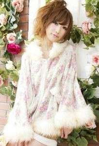 Japan VIVI style sweet flowers knit Hoodie cape jacket  