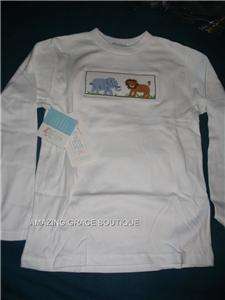 NWT Vive La Fete Boys Smocked LS Tee shirt 2T LION ELEPHANT ZOO  