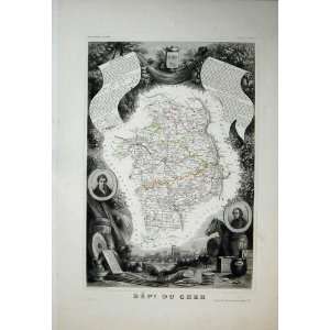   1845 Atlas National France Maps Du Cher Bourges Amand