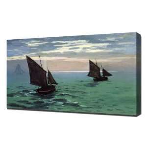  Monet   Fishing Boats at Sea, 1868   Framed Canvas Art 
