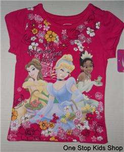   PRINCESS 2T 3T 4T Top SHIRT Belle Cinderella Tiana Aurora SNOW WHITE