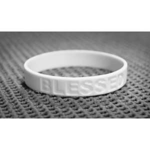  2 Blessed White Silicone Wristbands 