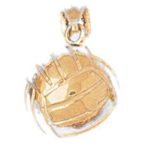  14kt Yellow Gold 3 D Volleyball Pendant Jewelry
