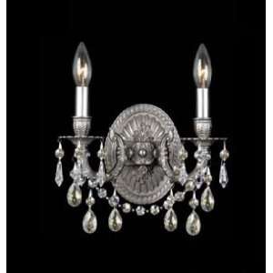  Ornate Casted Silver Shade Strass Crystal Sconce
