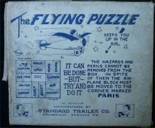 VINTAGE 1928 THE FLYING WOOD PUZZLE GAME PAT. APPL  