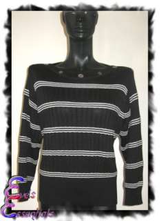 FIA ITALIA Handloomed Black White Striped Nautical Sweater XL  