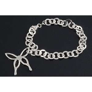   Chain Link w/ Single Large Butterfly Italian Charm Bracelet Jewelry