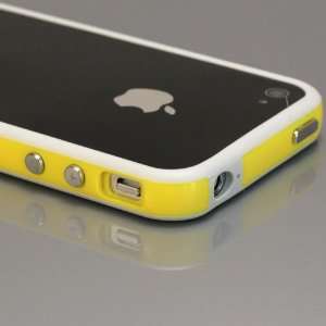 White / Yellow Bumper Case for Apple iPhone 4 [Total 60 Colors] +Free 