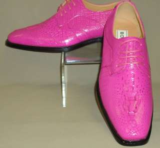   Stylish Hot Pink Fuchsia Faux Alligator Dress Shoes Bolano 451 003