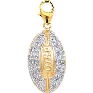  14K Yellow Gold Diamond Football Charm Jewelry