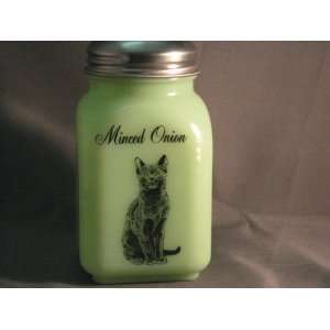  Green Milk Glass Minced Onion Spice Shaker with Caz the 