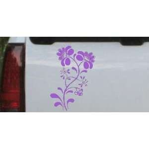 Purple 10in X 7.0in    Swirl Leaf Flowers And Vines Car Window Wall 