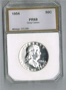 1954 U S PR68DC FRANKLIN HALF DOLLAR PROOF DEEP CAMEO  