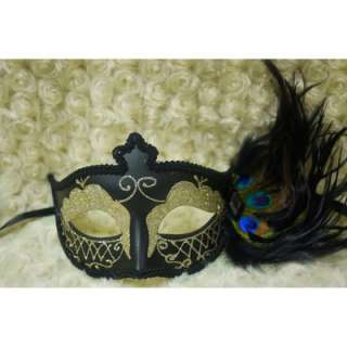 Female Venetian Mask Silver Glitter Black Peacock Mask  