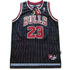 Michael Jordan Jersey Swingman 23 Chicago Bulls BLK RED Stripes Mens 