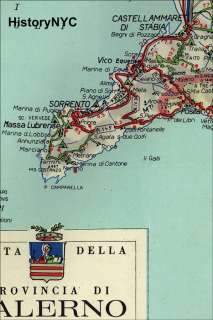 LARGE WALL MAP SORRENTO AMALFI SALERNO ITALY  
