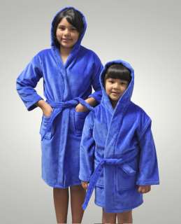 GIRLS AND BOYS KIDS VELOUR TURKISH ROBES BATHROBES BLUE  
